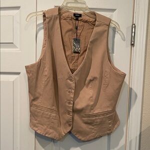 Express Beige Button-Up Vest